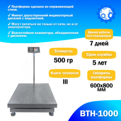 Напольные торговые весы 1000кг/500гр Foodatlas ВТН-1000 Напольные торговые весы 1000кг/500гр Foodatlas ВТН-1000